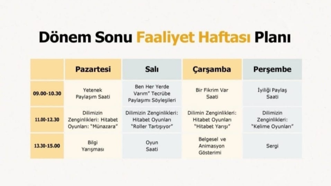 Faaliyet Haftası Etkinlikleri